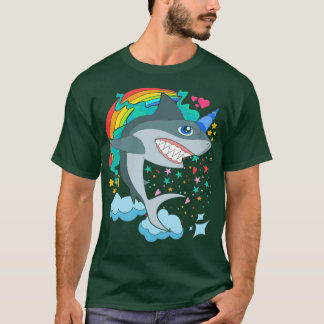 T-shirt Unicorne magique Arc en ciel Sharkicorn Imaginaire