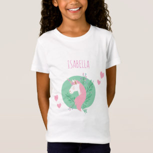 T-Shirt Unicorne magique rose et Turquoise avec le nom fil