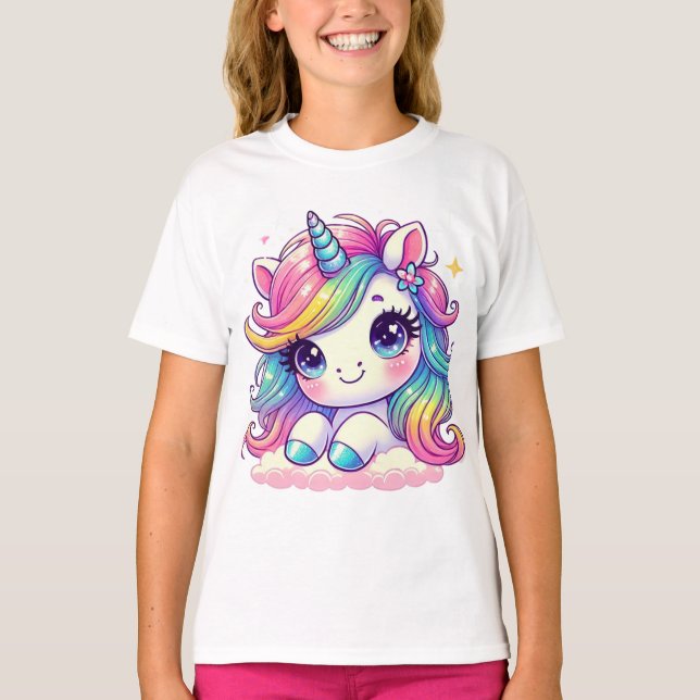 T-shirt Unicorne mousseuse avec cils (Devant)