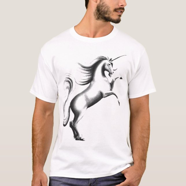 T-shirt Unicorne noir et blanc (Devant)