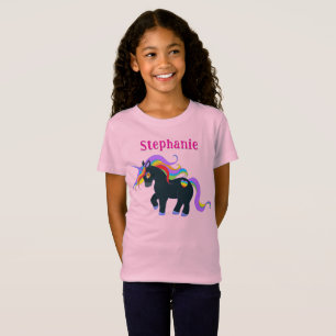 T-Shirt Unicorne noire personnalisée