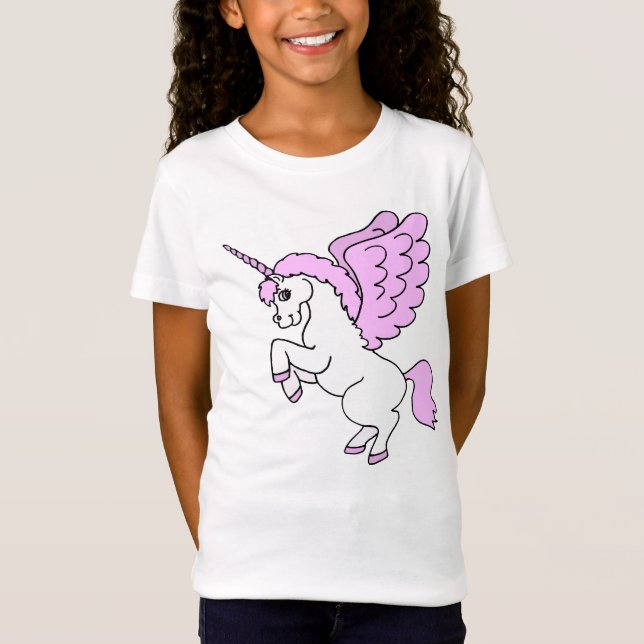 T-Shirt Unicorne rose et blanc (Devant)