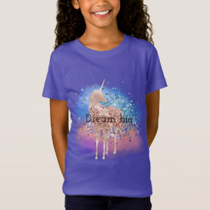 T-Shirt Unicorne rose étincelle Purple Aqua Parties scinti