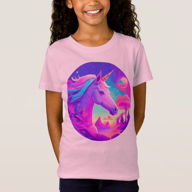 T-Shirt Unicorne rose magique (Devant)