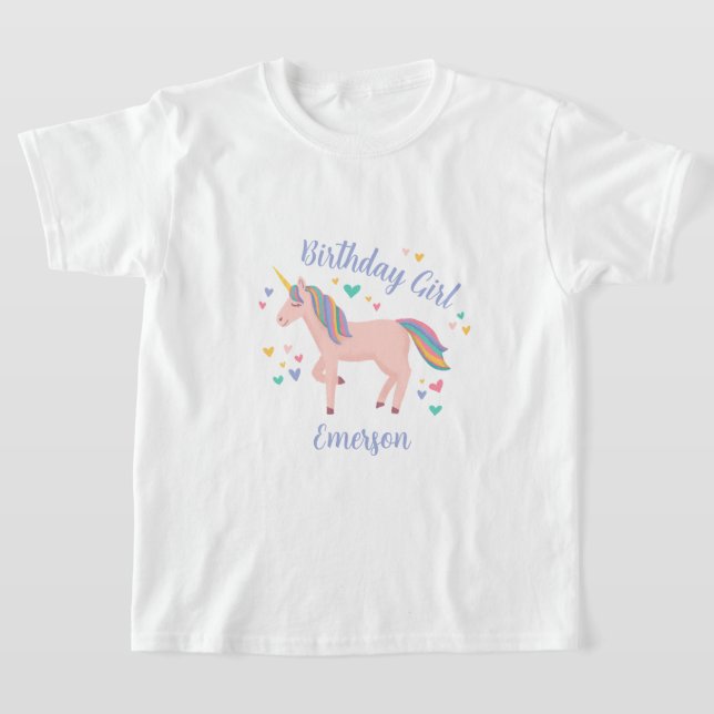 T-shirt Unicorne rose magique fille d'anniversaire (Poser)