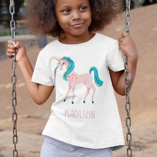 T-Shirt unicorne rose mignon enfants nom fille