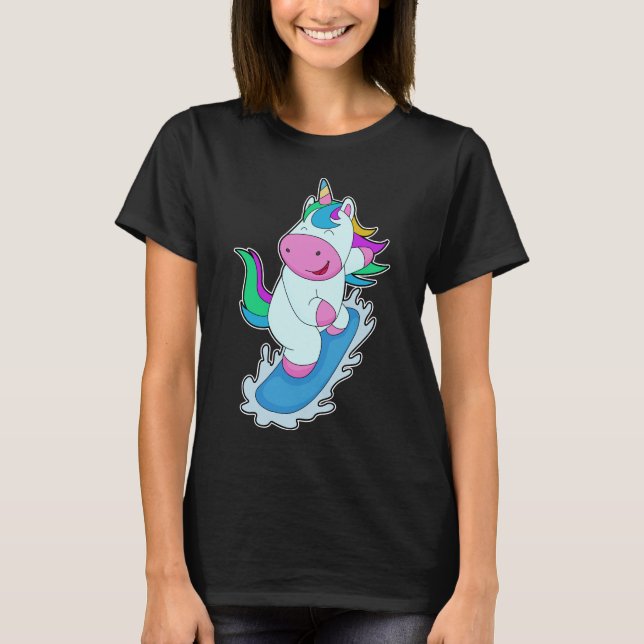 T-shirt Unicorne Snowboard Sports d'hiver (Devant)