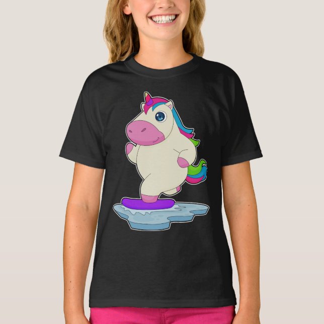 T-shirt Unicorne Snowboard Sports d'hiver (Devant)