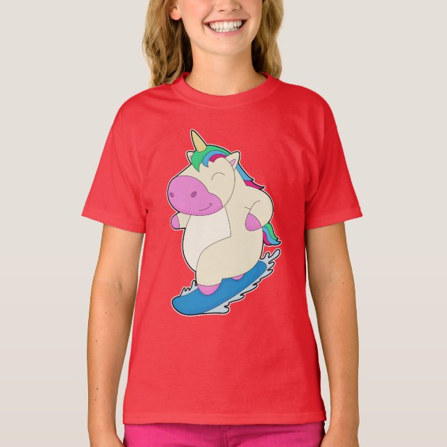 T-shirt Unicorne Snowboard Sports d'hiver (Devant)
