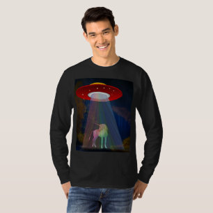 T-shirt Unicorne sous poutre arc-en-ciel OVNI à la nuit, Z
