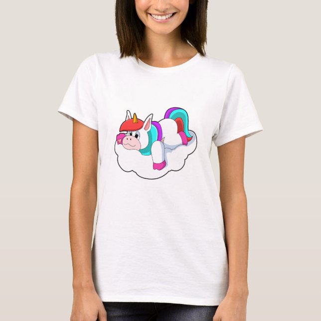 T-shirt Unicorne sur les nuages (Devant)