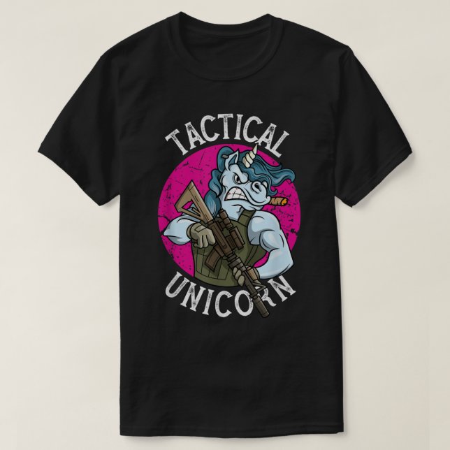 T-shirt Unicorne tactique de police drôle pour le droit mi (Design devant)