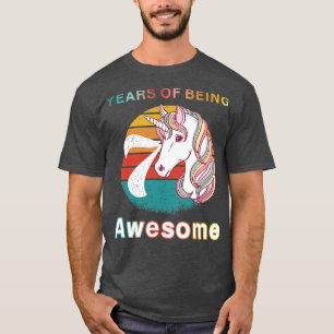 T-shirt Unicorne vintage 7 Année d'être stupéfiant 7ème an