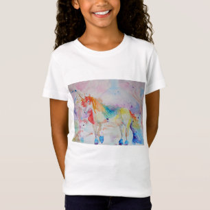 T-Shirt Unicorne Watercolor Girls Colorful art T Shirt