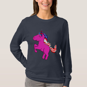 T-shirt Unicorne Yarrow Pink Patriotic USA Drapeau Mane Ar