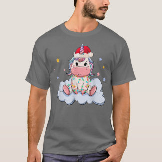 T-shirt Unicornes amusantes lumières de Noël Noël Noël Cha