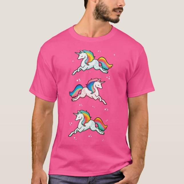 T-shirt Unicornes arc-en-ciel (Devant)