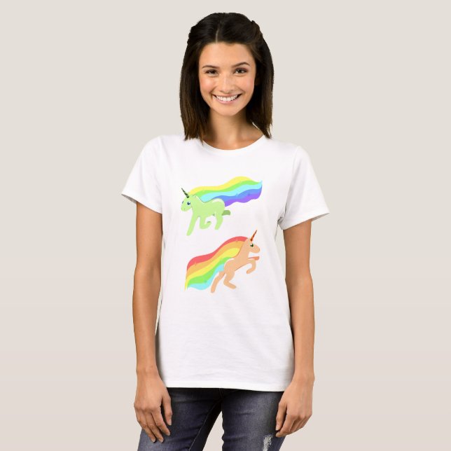T-shirt Unicornes arc-en-ciel (Devant entier)