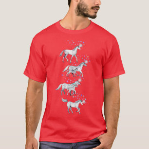 T-shirt Unicornes et étoiles sur le gris tendre