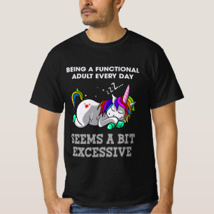 T-shirt Unicorns Étant Un Adulte Fonctionnel