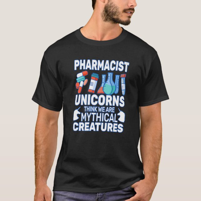 T-shirt Unicorns Think Druggists pharmacist pharmacy woman (Devant)