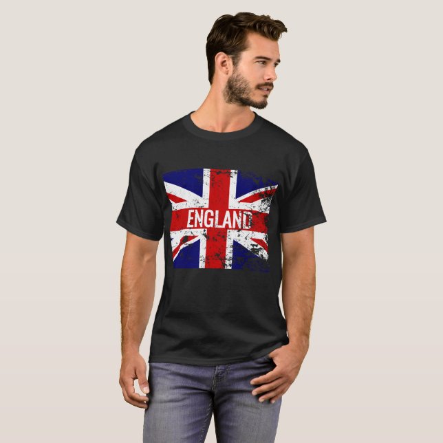 T-shirt Union Jack a affligé le drapeau de l'Angleterre (Devant entier)