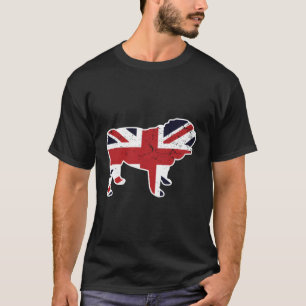T-shirt Union Jack Anglais Bulldog Distressed Drapeau Uk N