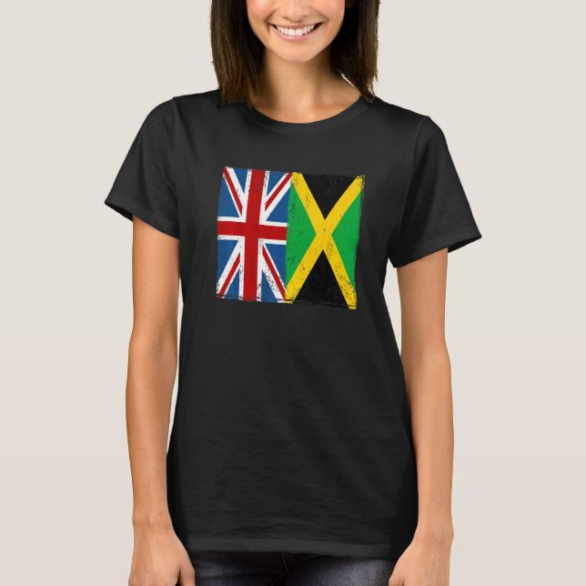 T-shirt Union Jack avec drapeau jamaïcain et Caraïbes brit (Devant)