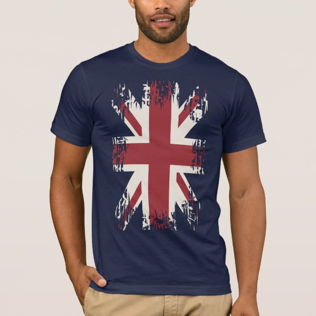 T-shirt Union Jack (drapeau BRITANNIQUE), style grunge (Devant)