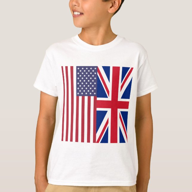T-shirt Union Jack et drapeaux des Etats-Unis d'Amérique (Devant)