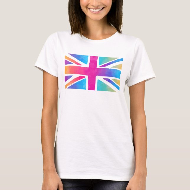T-shirt Union Jack Flag à Bright Watercolors (Devant)