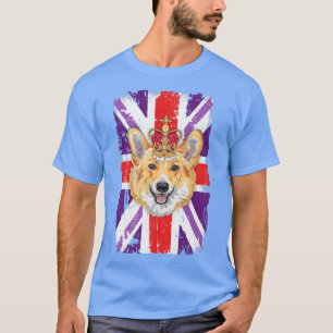 T-shirt Union Jack Idea Kids & Corgi Lover Pour Platinum J