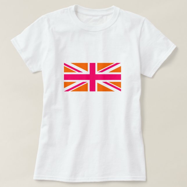 T-shirt Union Jack orange et rose (Design devant)