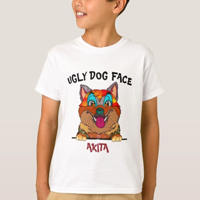 T-shirt unique Akita sale chien visage (Devant)