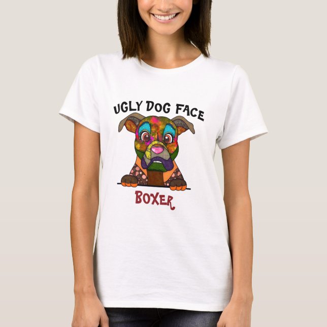 T-shirt unique Boxer laide visage chien (Devant)