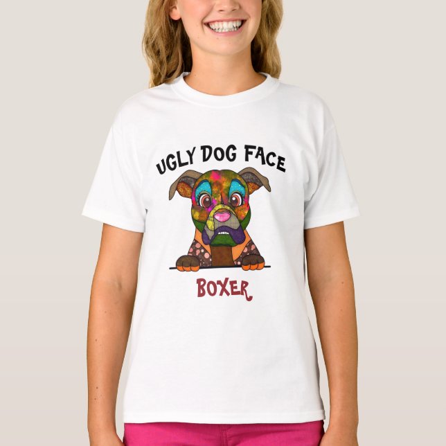 T-shirt unique Boxer laide visage chien (Devant)
