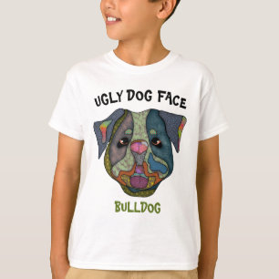 T-shirt unique Bulldog laid visage chien