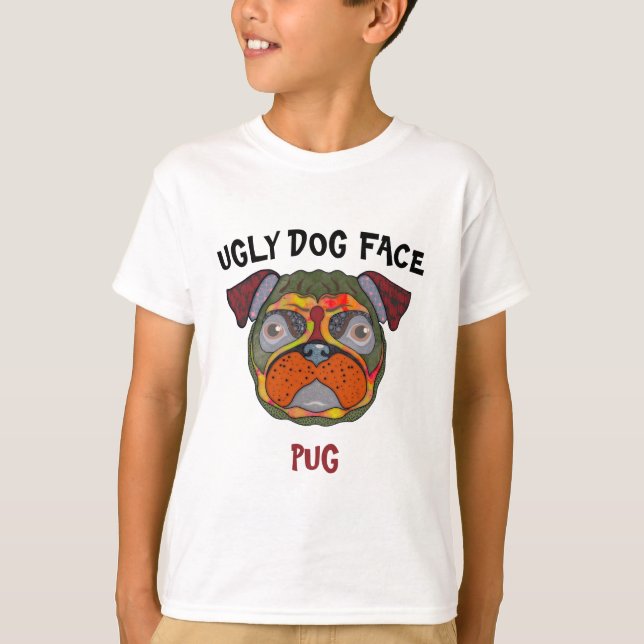 T-shirt unique Carlin laide visage chien (Devant)