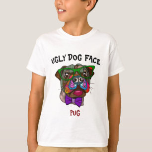 T-shirt unique Carlin laide visage chien