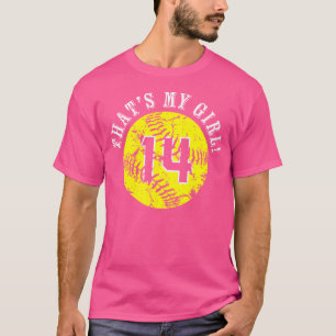 T-shirt Unique C'Est Ma Fille 14 Joueur Softball Maman Ou