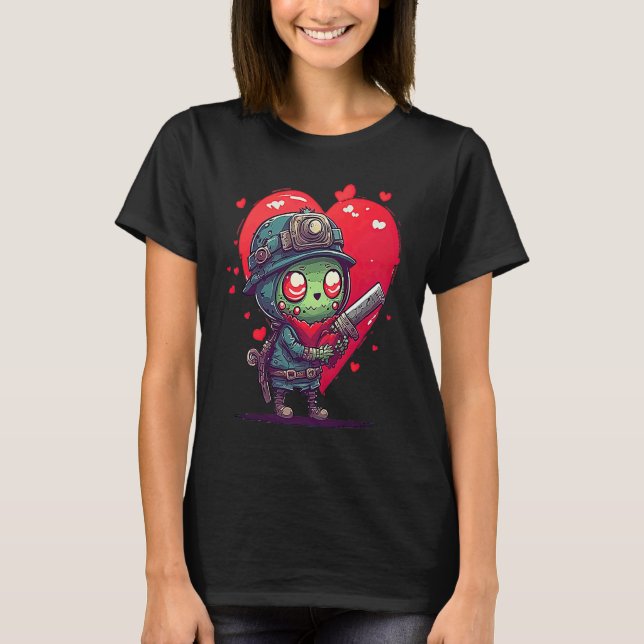 T-shirt Unique Cute Zombie Valentines Day (Devant)