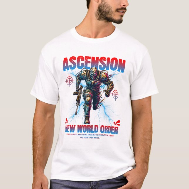 T-shirt Unique Futuristic Cyber Robot Soldier Art Design  (Devant)