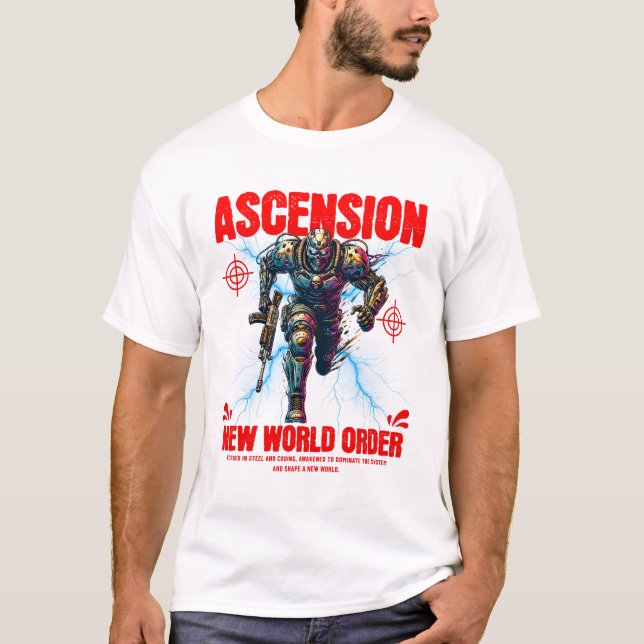 T-shirt Unique Futuristic Cyber Robot Soldier Art Design  (Devant)