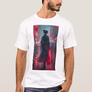 T-shirt Unique Style Anime Androgyne Femme Samurai Art