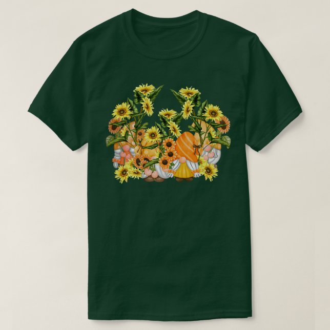 T-shirt Unique Sunflower Gnome Hippies Floral Graphisme Ar (Design devant)