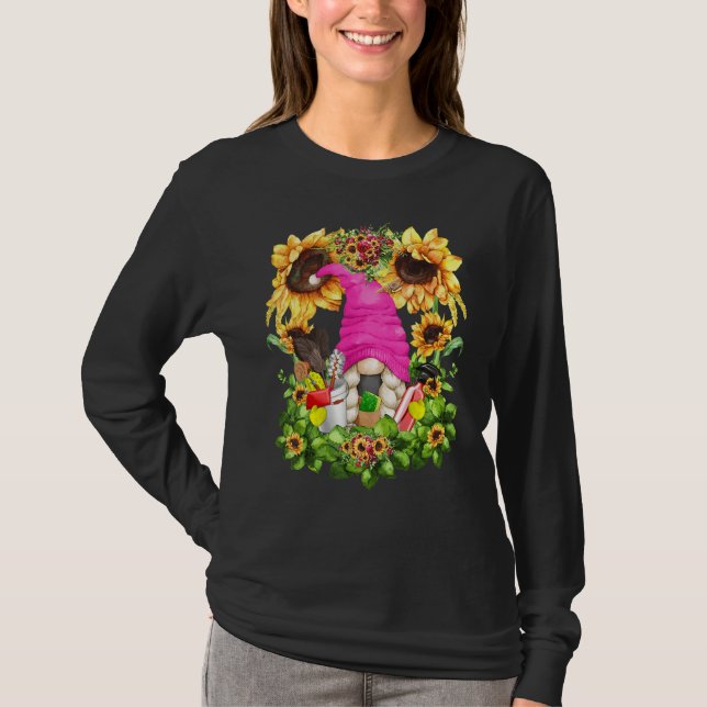 T-shirt Unique Sunflower Mom Gnome Graphic For Women Clean (Devant)