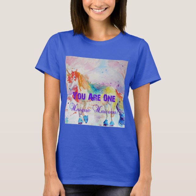 T-shirt Unique Unicorne Purple Aquarelle Femmes T Chemise (Devant)