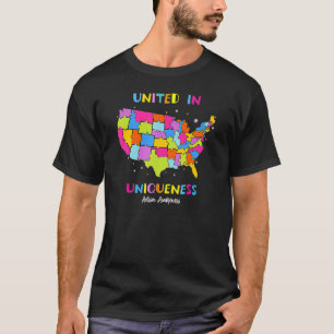 T-shirt Unis Dans La Carte De L'unicité Autistique Nous Pu