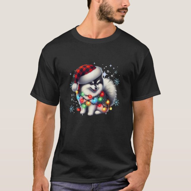 T-shirt Unisex Adult Pomsky Noël Noël Noël Noël Noël noir  (Devant)
