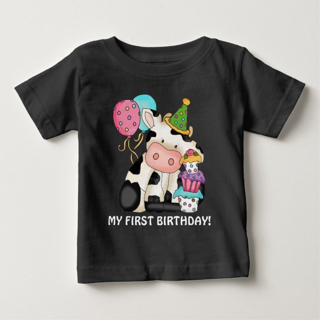 T-shirt Unisex Anniversaire vache Premier Annivers (Devant)